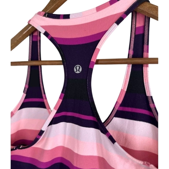 RARE Lululemon Cool Racerback Tank Striped Rib Paris Pink (2012 Release) size XS - Picture 3 of 9